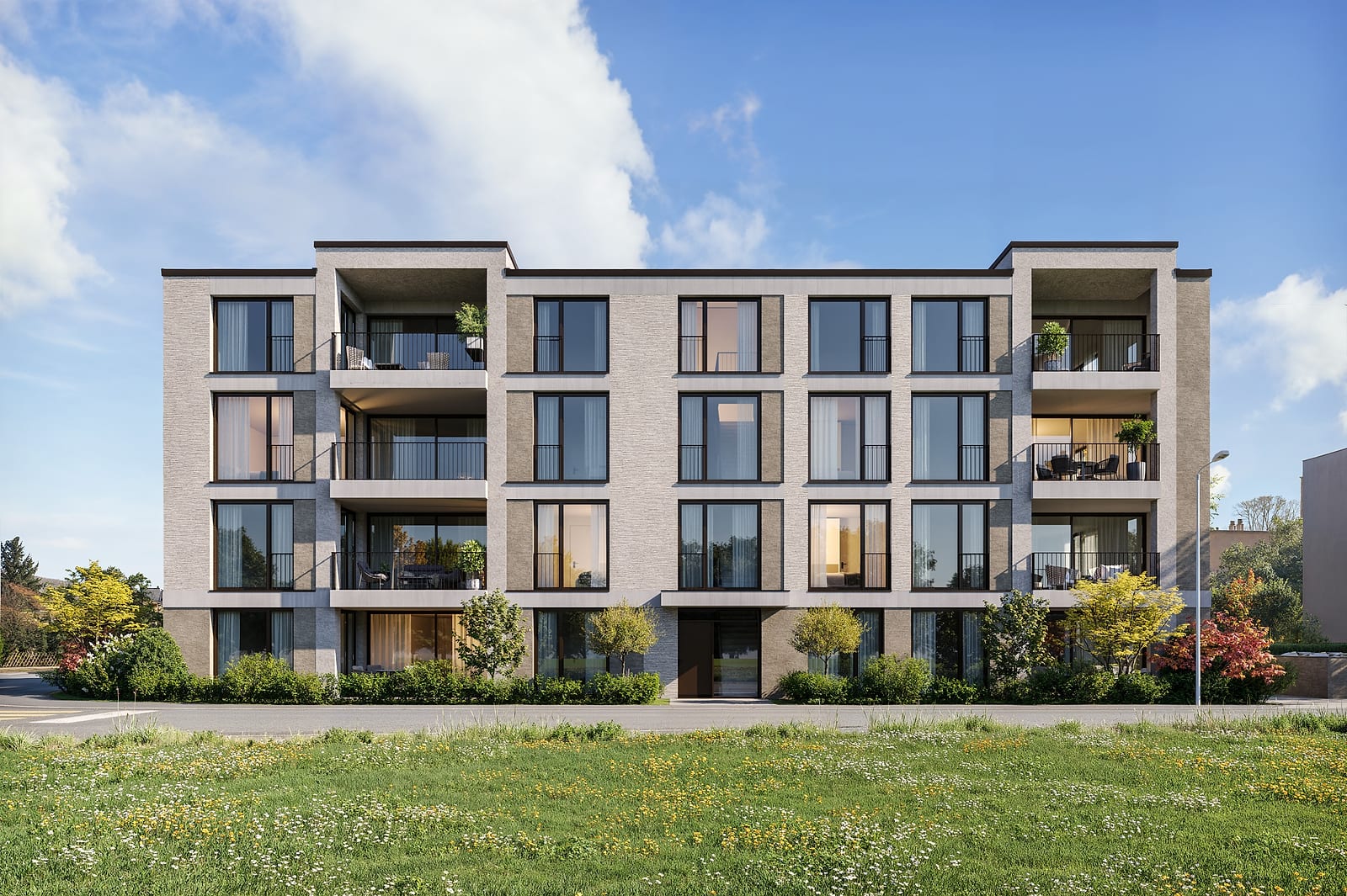 Visualisierung des Wohnprojekts SCUOLA an der Schulstrasse in Killwangen